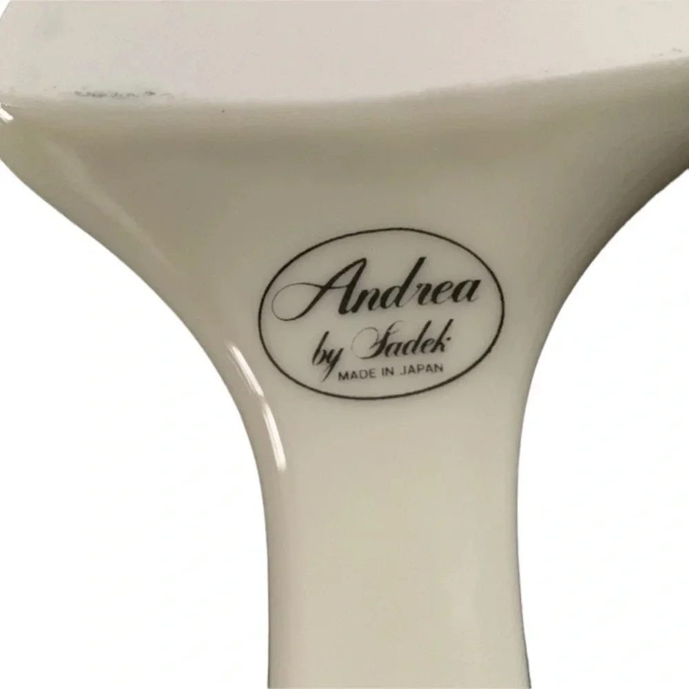 VINTAGE Porcelain White Spatula with Floral Motif